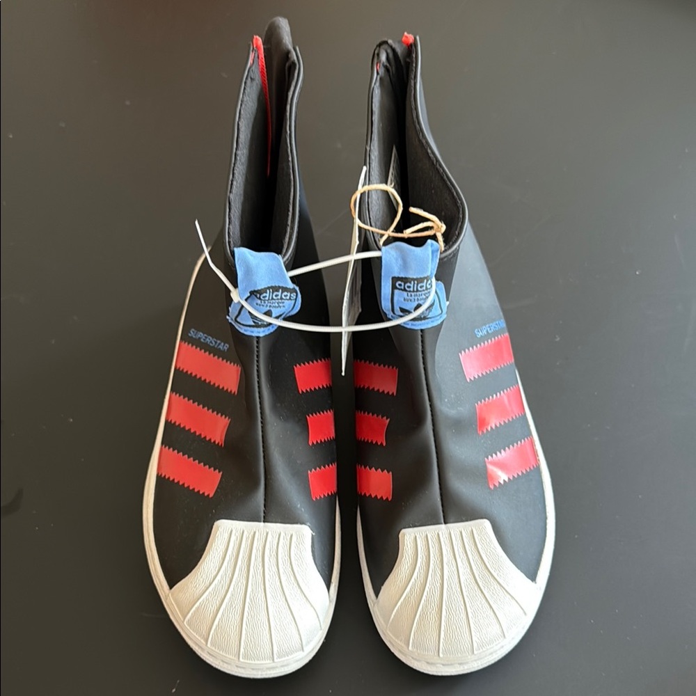 Adidas Black and Red Slip-On Sneakers
